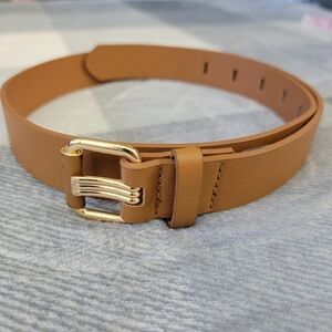 Sugowear Women's Tan Belt Gold Hardware Adjustable Vegan Faux Leather
